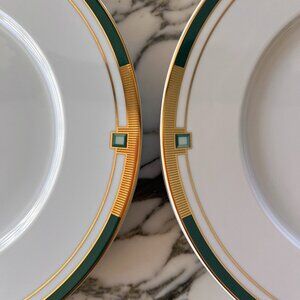 Brand New Vista Alegre Emerald 24k gold Dinner Plate Art Deco 12''